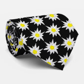 Schönes Edelweiss Blume Pattern Black Neck Tie Krawatte (Gerollt)