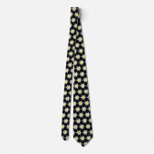 Schönes Edelweiss Blume Pattern Black Neck Tie Krawatte (Rückseite)
