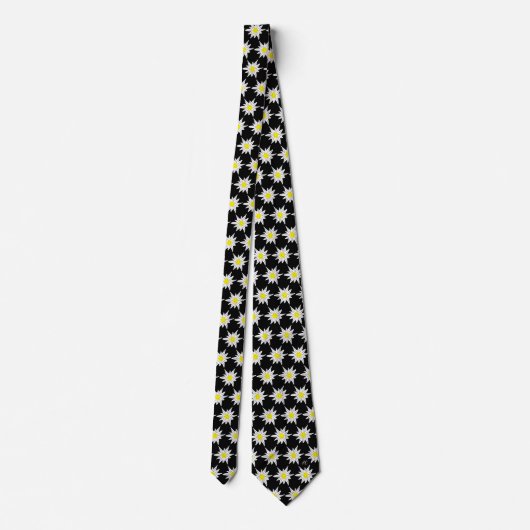 Schönes Edelweiss Blume Pattern Black Neck Tie Krawatte (Rückseite)