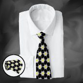 Schönes Edelweiss Blume Pattern Black Neck Tie Krawatte