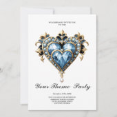 Schönes, edles blaues Herz. Einladung (Vorderseite)