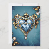 Schönes, edles blaues Herz. Einladung (Rückseite)