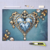 Schönes, edles blaues Herz. Seidenpapier (Handwerk)
