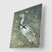 Schönes Egret Shorebird Wading Quadratische Wanduhr (Winkel)