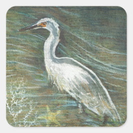 Schönes Egret Shorebird Wading Quadratischer Aufkleber