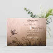 Schönes Egret, weißer Heron-Fliegenhochzeit Einladung (Stehend Vorderseite)