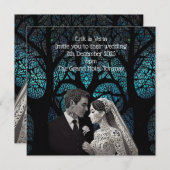 Schönes Ehepaar auf einem blauen Baum des Lebens Einladung (Vorne/Hinten)