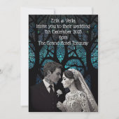 Schönes Ehepaar auf einem blauen Baum des Lebens Einladung (Vorderseite)