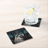 Schönes Ehepaar auf einem blauen Baum des Lebens Rechteckiger Pappuntersetzer (Vor Ort)