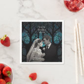 Schönes Ehepaar auf einem blauen Baum des Lebens Serviette (Beispiel)