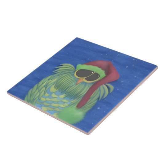 Schönes Ei mit Weihnachtsmannmütze Fliese (Seite)