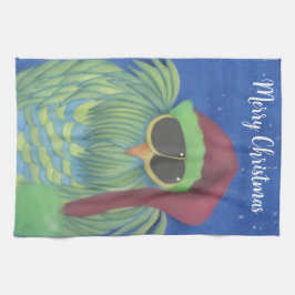 Schönes Ei mit Weihnachtsmannmütze Geschirrtuch