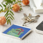 Schönes Ei mit Weihnachtsmannmütze Schlüsselanhänger (Seite)