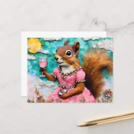 Schönes Eichhörnchen in rosa Kleid Postkarte