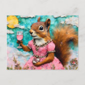 Schönes Eichhörnchen in rosa Kleid Postkarte (Vorderseite)