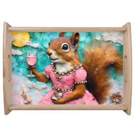 Schönes Eichhörnchen in rosa Kleid Serviertablett