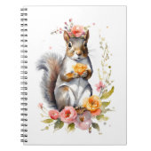 Schönes Eichhörnchen mit Frühlingsblumen Notizblock (Vorderseite)