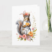 Schönes Eichhörnchen mit Frühlingsblüten Karte (Vorderseite)