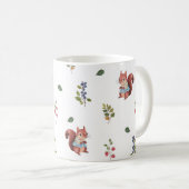 Schönes Eichhörnchen und Waldberries Muster Kaffeetasse (VorderseiteRechts)