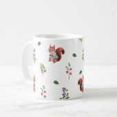 Schönes Eichhörnchen und Waldberries Muster Kaffeetasse (Vorderseite Links)