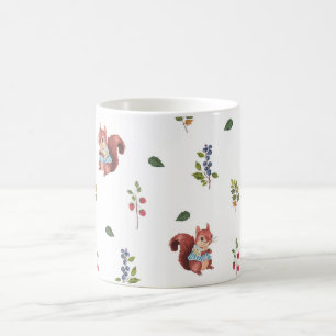 Schönes Eichhörnchen und Waldberries Muster Kaffeetasse