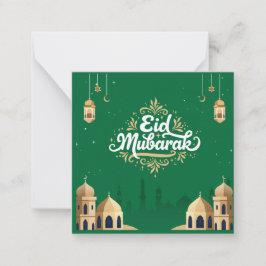 Schönes Eid Mubarak Gruß Grün Mitteilungskarte