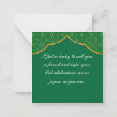 Schönes Eid Mubarak Gruß Grün Mitteilungskarte (Rückseite)