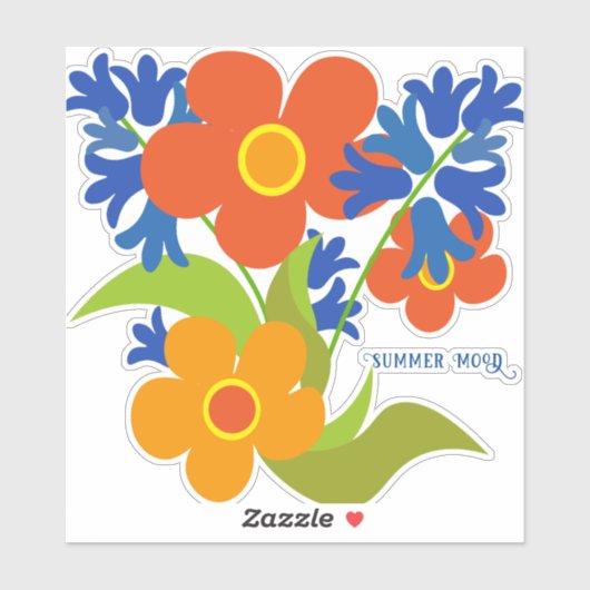 Schönes einfaches Blumendesign im Sommer Aufkleber (Blatt)