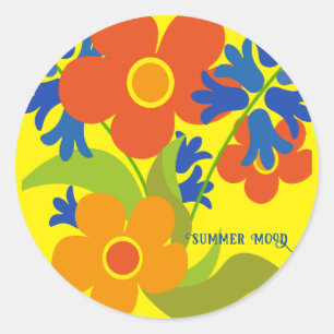 Schönes einfaches Blumendesign im Sommer Runder Aufkleber