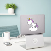 Schönes Einhorn Aufkleber (Laptop auf Schreibtisch)