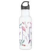 Schönes Einhorn-Gesicht mit Blumenmotiven Edelstahlflasche (Vorderseite)