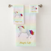 Schönes Einhorn & Kalligraphie in Pastellfarben Badhandtuch Set (Insitu)