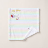 Schönes Einhorn & Kalligraphie in Pastellfarben Badhandtuch Set (Waschlappen)