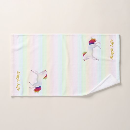 Schönes Einhorn & Kalligraphie in Pastellfarben Badhandtuch Set (Handtuch)