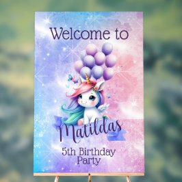 Schönes Einhorn mit Balloons Begrüßungszeichen Acrylschild