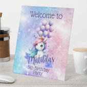 Schönes Einhorn mit Balloons Pedestal-Zeichen Sockelschild (In Situ)