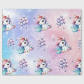 Schönes Einhorn mit Balloons Umschlagpapier Geschenkpapier (Flach)