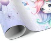 Schönes Einhorn mit Balloons Umschlagpapier Geschenkpapier (Rolleneckpunkt)