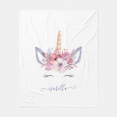 Schönes Einhorn mit Blumenbemalung Fleecedecke (Vorderseite)