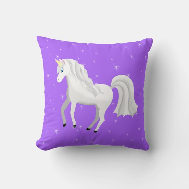 Schönes Einhorn mit Lila Starry Sky Kissen (Vorderseite)