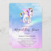 Schönes Einhorn mit Rainbow Mane Babydusche Einladung (Vorne/Hinten)