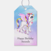 Schönes Einhorn mit Rainbow Mane Birthday Geschenkanhänger (Vorderseite)