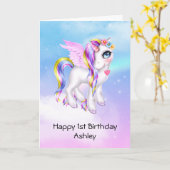 Schönes Einhorn mit Rainbow Mane Birthday Karte (Gelbe Blume)