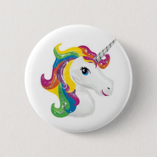 Schönes Einhorn mit Regenbogenfarben fast Lisa Button (Vorderseite)