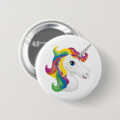 Schönes Einhorn mit Regenbogenfarben fast Lisa Button (Vorne & Hinten)