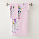 Schönes Einhorn mit Regenbogenmane Badhandtuch Set (Insitu)
