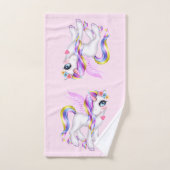 Schönes Einhorn mit Regenbogenmane Badhandtuch Set (Handtuch)