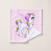 Schönes Einhorn mit Regenbogenmane Badhandtuch Set (Waschlappen)