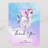 Schönes Einhorn mit Regenbogenmane Dankeskarte (Vorne/Hinten)