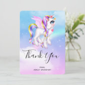 Schönes Einhorn mit Regenbogenmane Dankeskarte (Stehend Vorderseite)